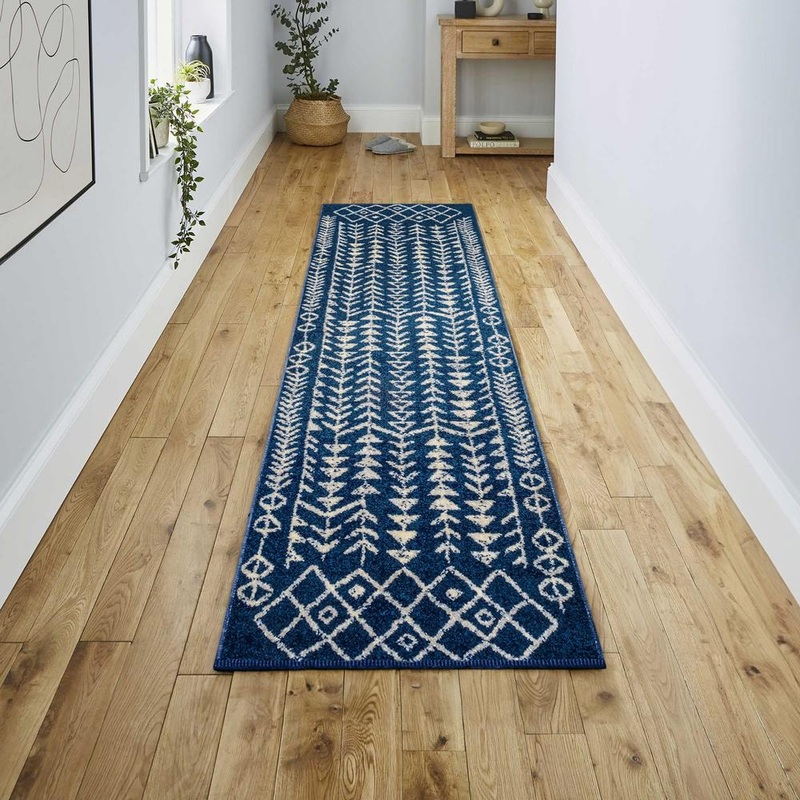 JONATHAN Y Ziri Moroccan Geometric Navy/Cream 2 ft. x 8 ft. Runner Rug MOH210D-28
