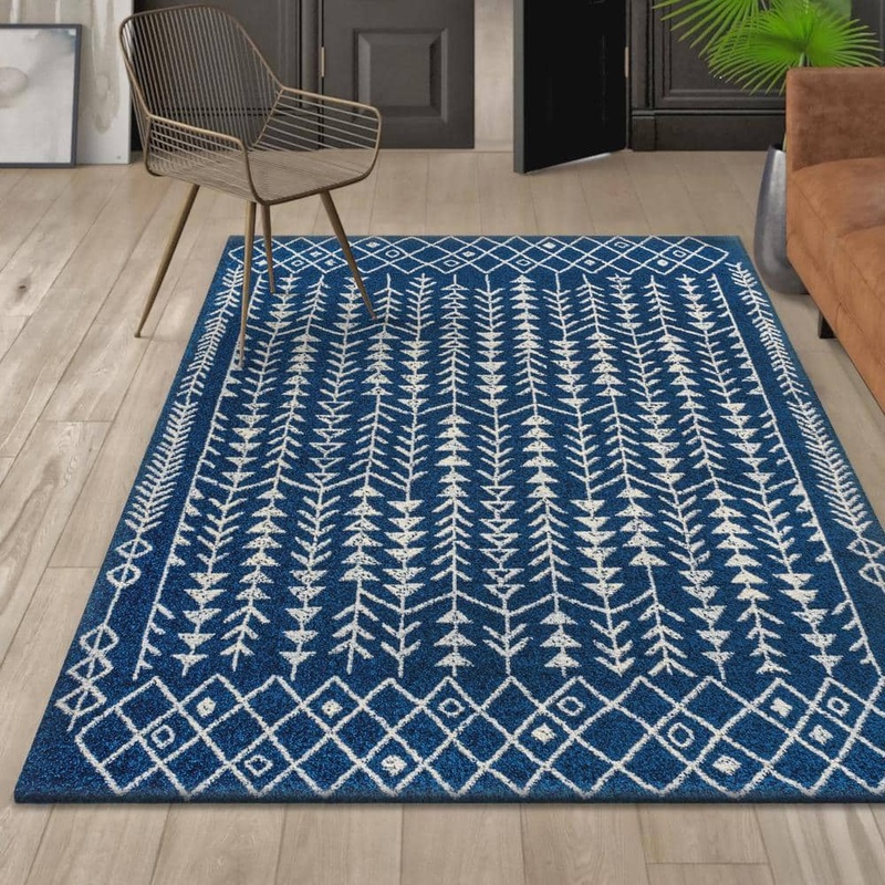 JONATHAN Y Ziri Moroccan Geometric Navy/Cream 5 ft. x 8 ft. Area Rug MOH210D-5