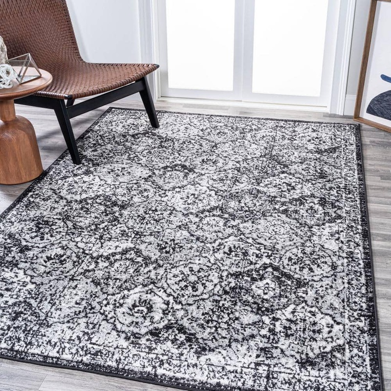 JONATHAN Y Black/Ivory 8 ft. x 10 ft. Modern Persian Boho Vintage Trellis Area Rug MDP205B-8