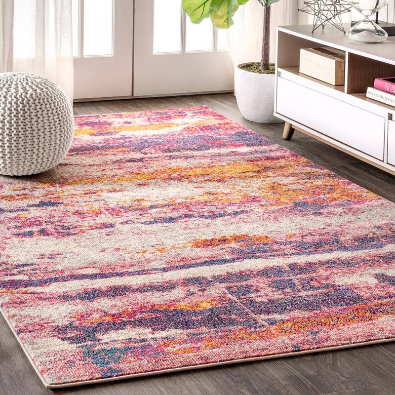JONATHAN Y Contemporary Pop Modern Abstract Brushstroke Pink/Cream 8 ft. x 10 ft. Area Rug CTP102B-8