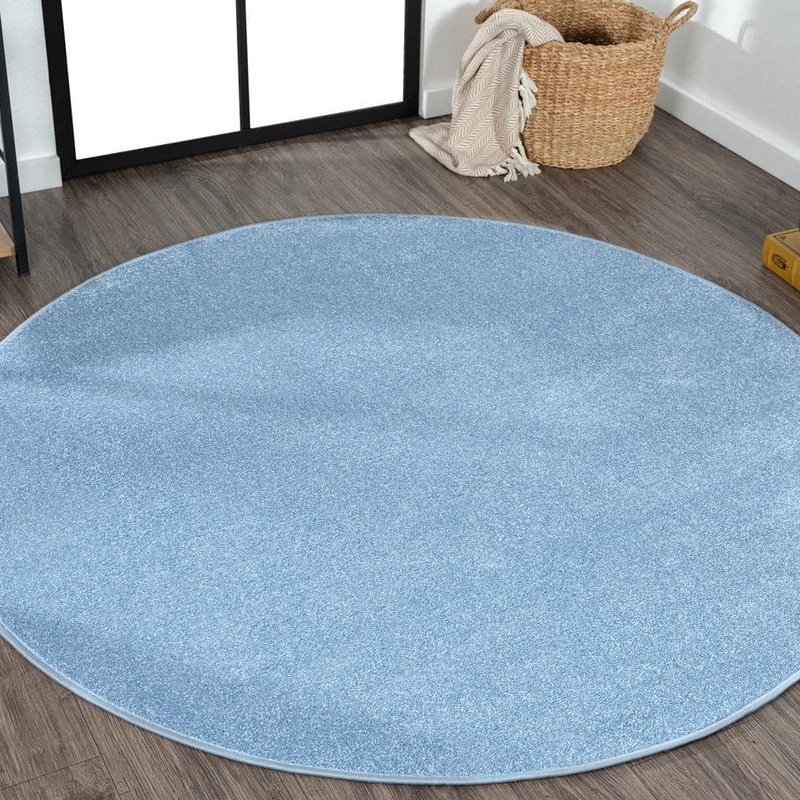 JONATHAN Y Haze Solid Low-Pile Classic Blue 4 ft. Round Area Rug SEU100F-4R
