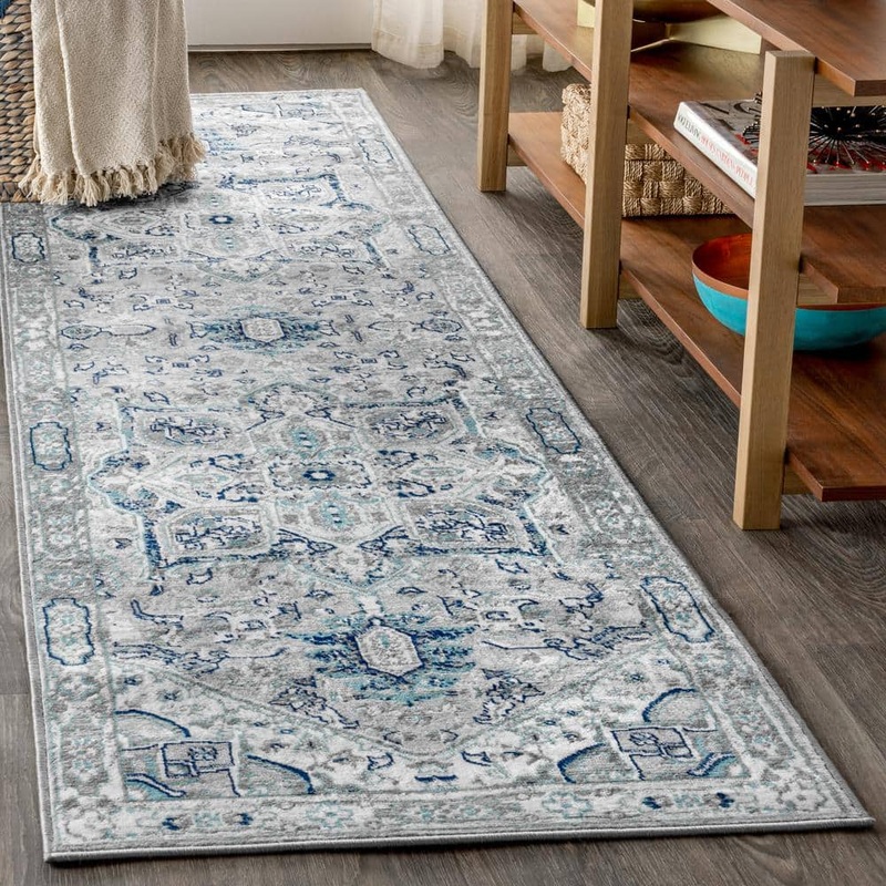 JONATHAN Y Modern Persian Vintage Medallion Light Grey/Blue 2 ft. x 8 ft. Runner Rug MDP106A-28