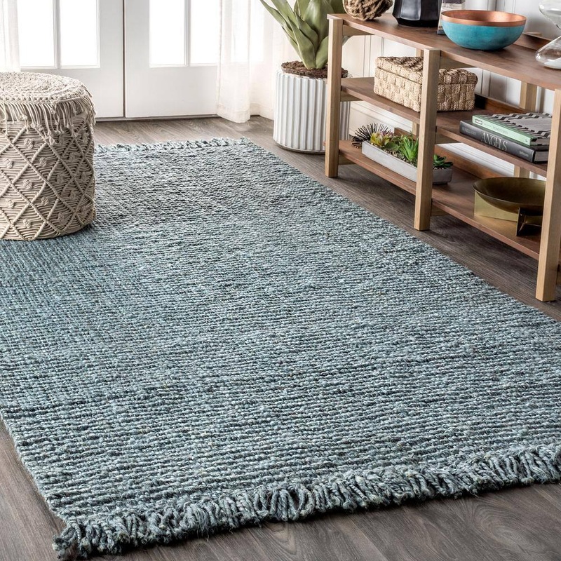 JONATHAN Y Para Chunky with Fringe Light Blue/Gray 3 ft. x 5 ft. Area Rug NRF103B-3