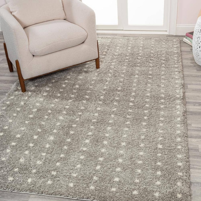 JONATHAN Y Pele Modern Geometric Dot Shag Gray/Ivory 5 ft. x 8 ft. Area Rug MOH400B-5