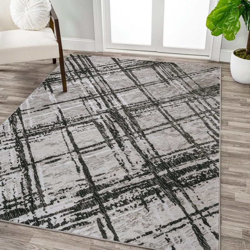 JONATHAN Y Slant Modern Abstract Black/Gray 5 ft. x 8 ft. Area Rug SOR201D-5