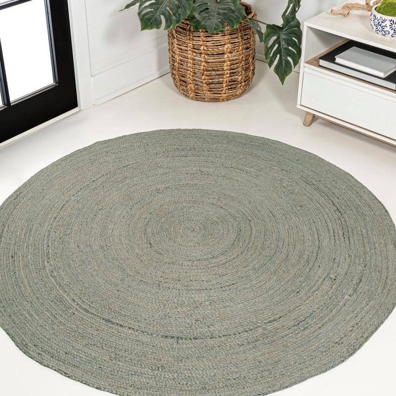JONATHAN Y Zara Braided Coastal Cottage Round Jute Gray 6 ft. Round Area Rug RNF116D-6R