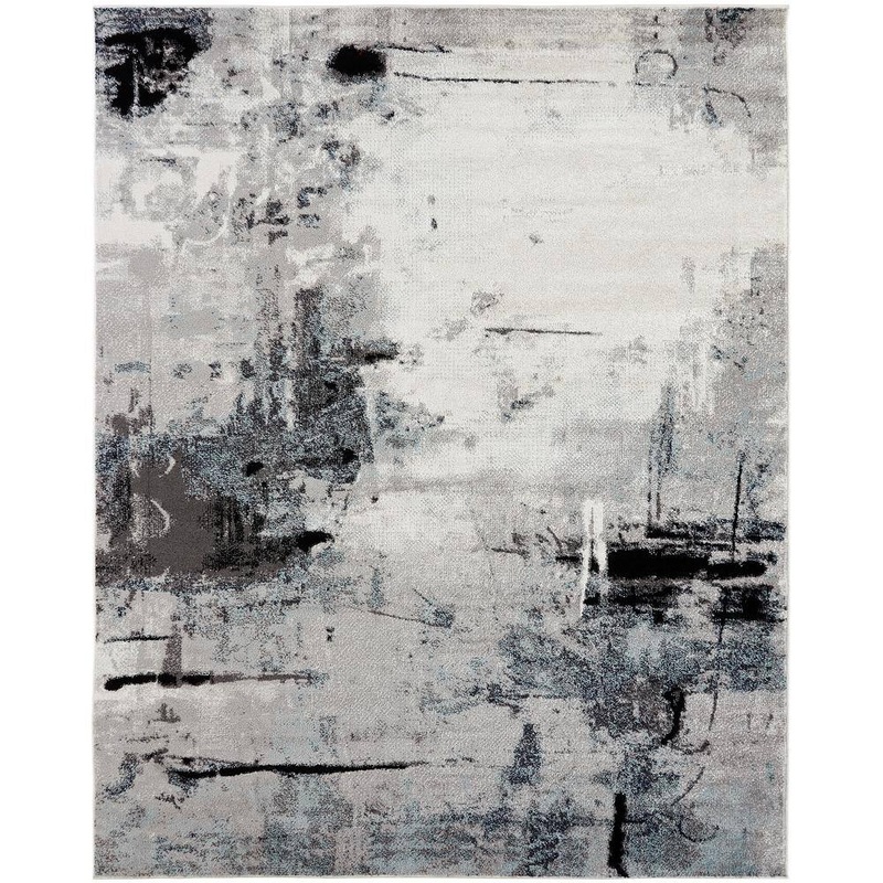 KALATY Grey Tones and White 2 ft. 6 in. x 10 ft. Area Rug SC-056 2610