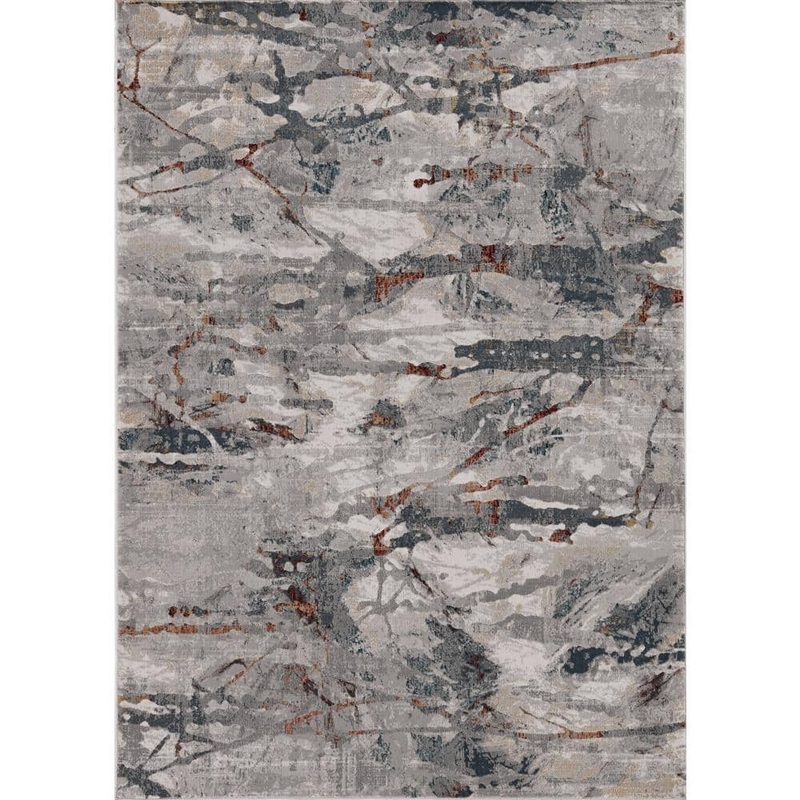Kas Rugs Lara Whisper Grey/Brick 7 ft. x 10 ft. Abstract Area Rug LAR725467X96