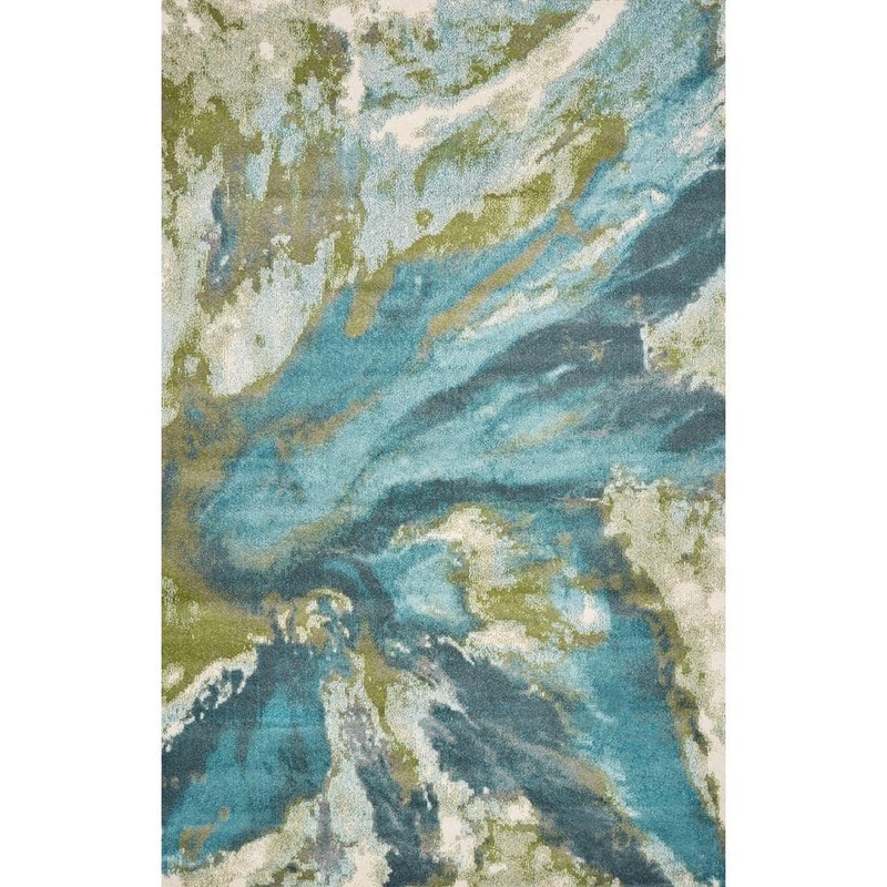 Kas Rugs Watercolors Teal 5 ft. x 8 ft. Abstract Area Rug WAT62345X76