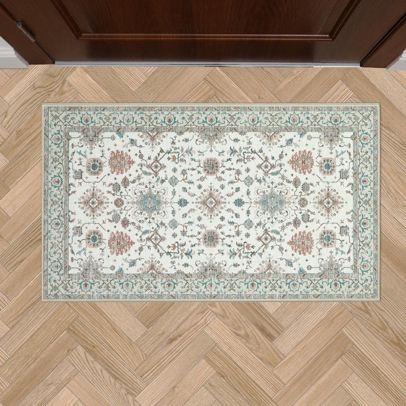 Laura Ashley Aure Floral Chenille Beige 2 ft. x 4 ft. Polyester Accent Rug LAA024184