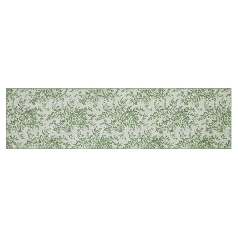 Laura Ashley Bedford Floral Chenille Sage Ivory 2 ft. x 6 ft. Polyester Runner Rug LAA024433