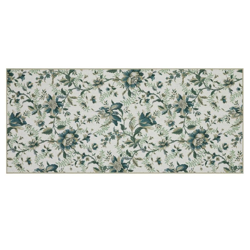 Laura Ashley Edita’s Garden Floral Chenille Beige 2 ft. x 5 ft. Polyester Runner Rug LAA024439