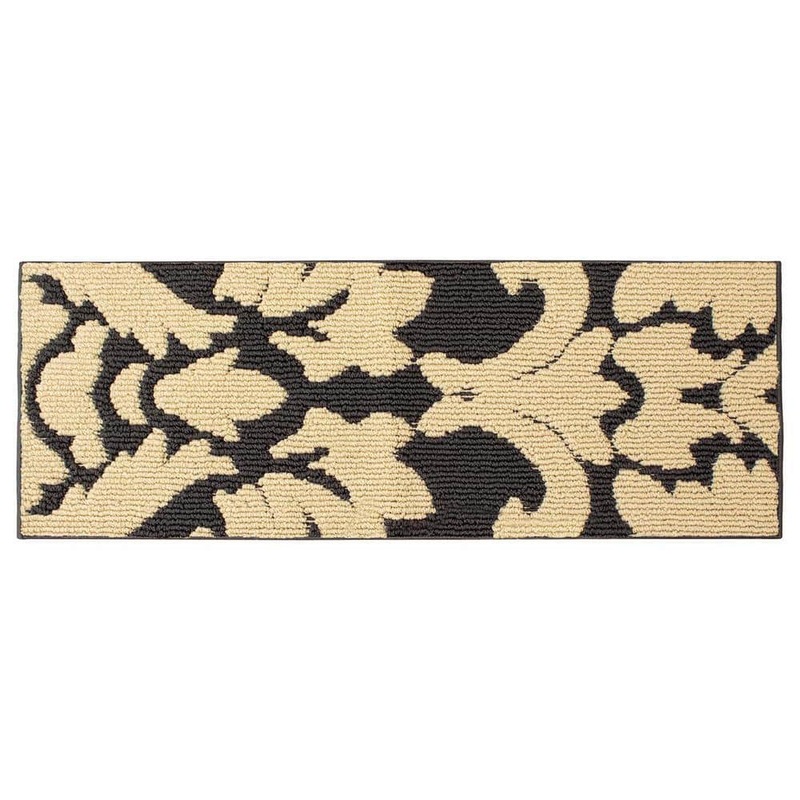 Laura Ashley Kent Dark Grey/Berber 20 in. x 60 in. Damask Runner Rug LAYMA009523