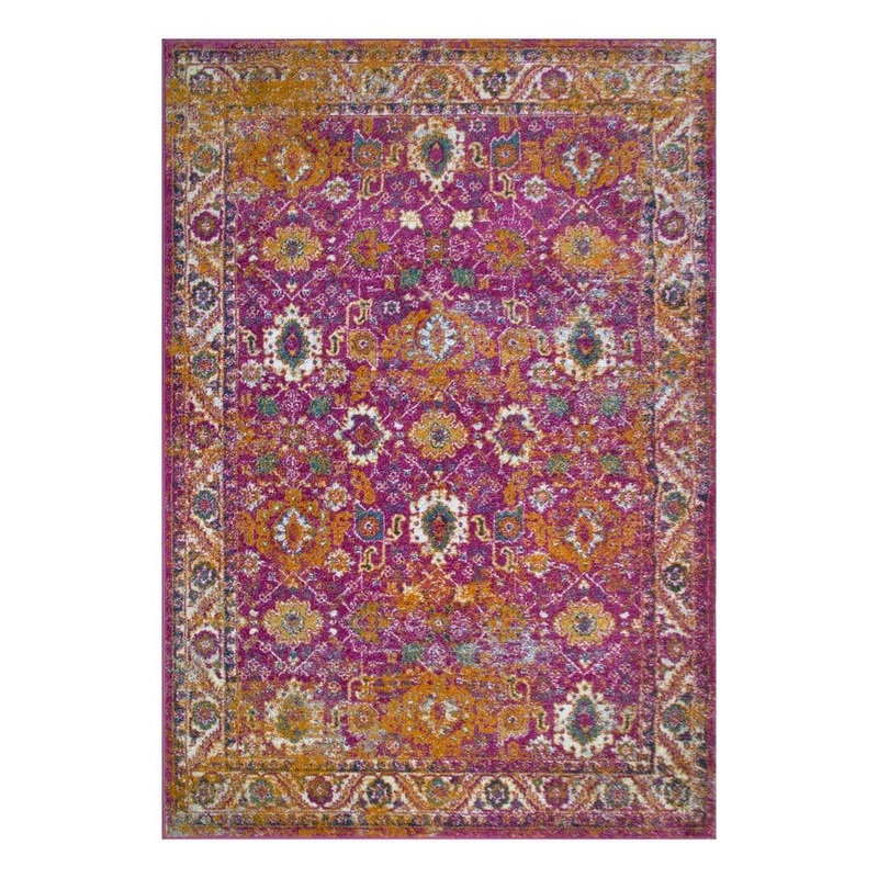 Leick Home Laraline Vintage Faded Fuchsia 8 ft. x 10 ft. Bordered Polypropylene Area Rug 594259