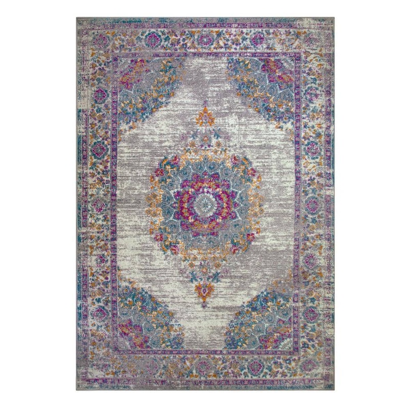 Leick Home Oryn Vintage Multicolor 4 ft. x 6 ft. Medallion Polypropylene Area Rug 596098