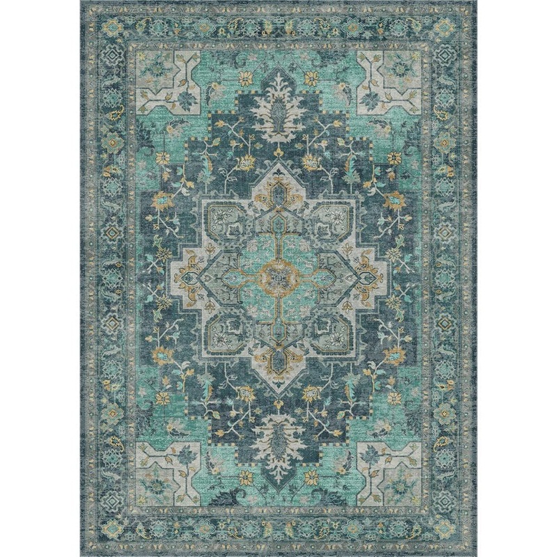 Limlok Medallion Dark Green 5 ft. x 7 ft. Persian Area Rug AR1005-ML-5X7-HD