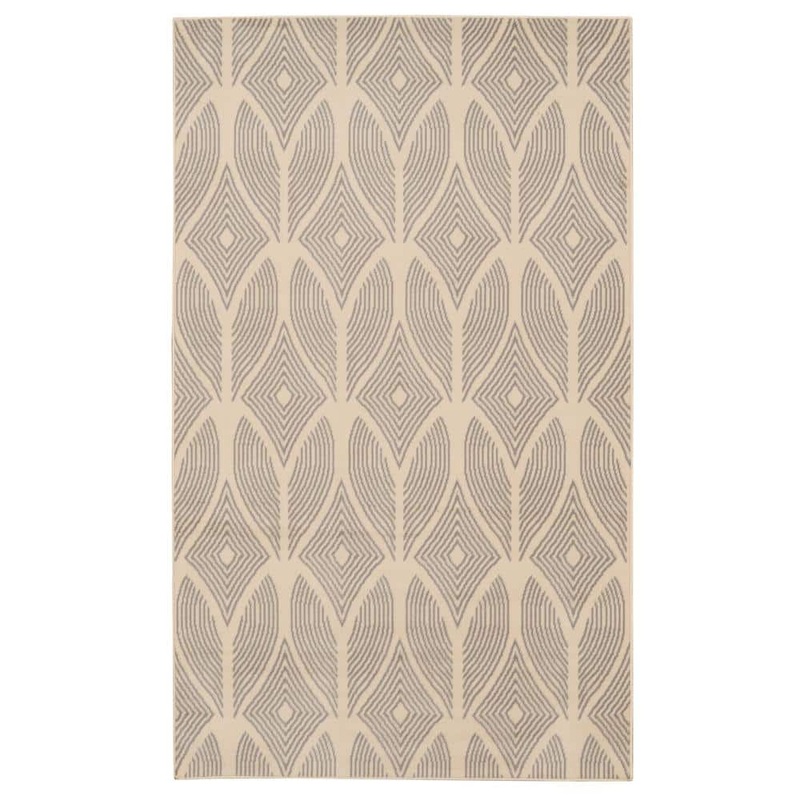 Linon Home Decor Kobe Henley Bone and Light Grey 4 ft. 3 in. x 7 ft. 3 in. Area rug THDR03955