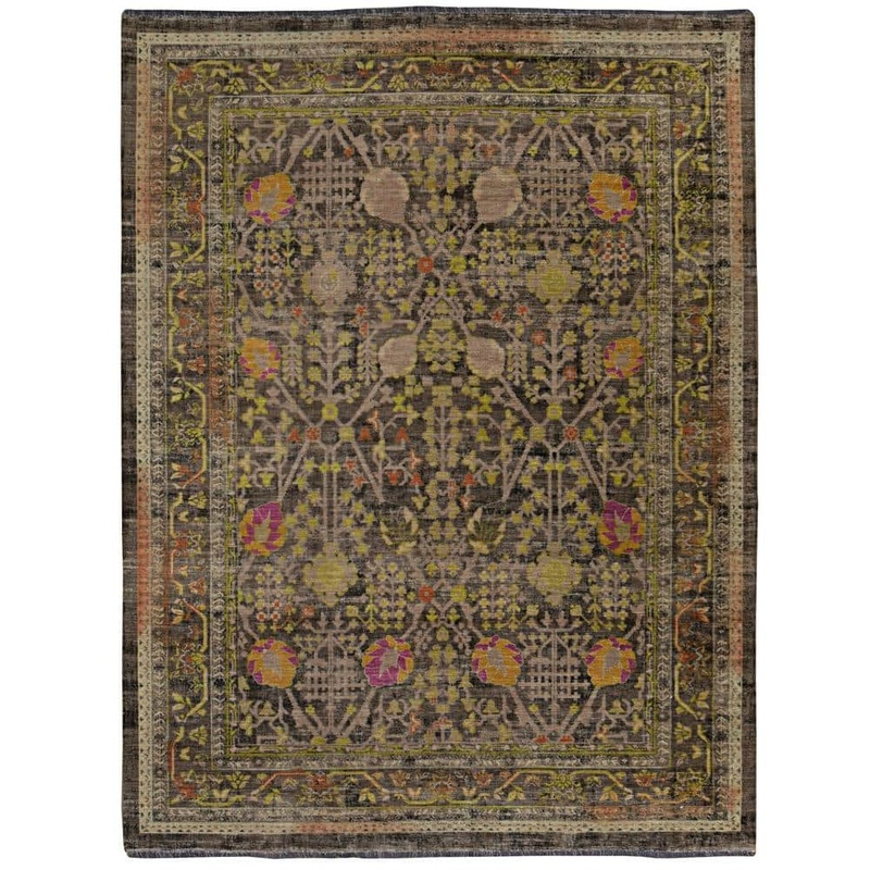 Linon Home Decor Lena Black and Green 2 ft. x 3 ft. Transitional Woven Oriental Polyester Rectangle Indoor Accent Area Rug RUGPC0823