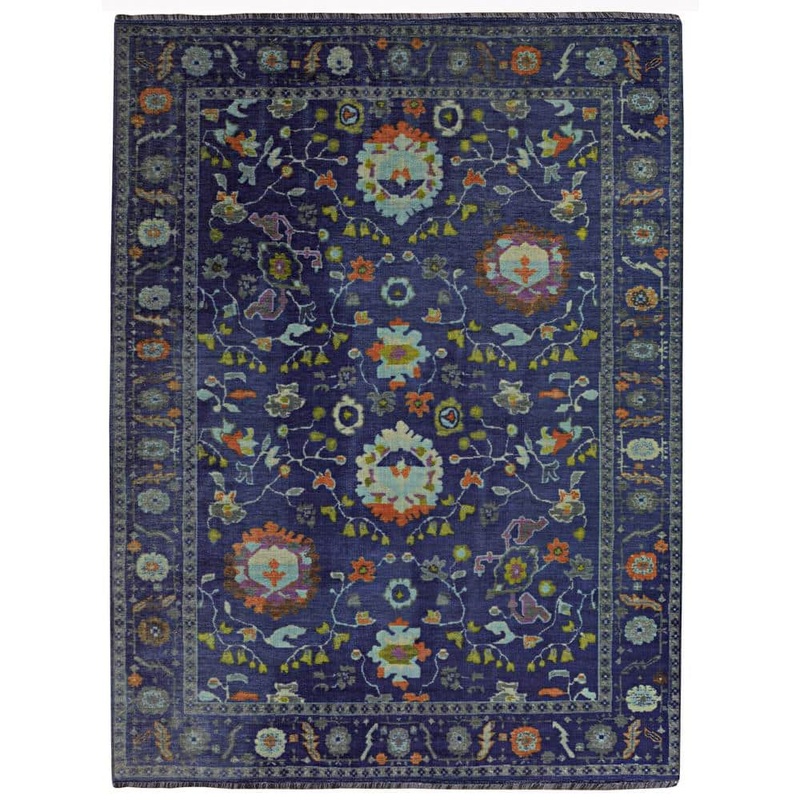 Linon Home Decor Lena Navy and Blue 3 ft. x 5 ft. Transitional Woven Oriental Polyester Rectangle Indoor Accent Area Rug RUGPC1335