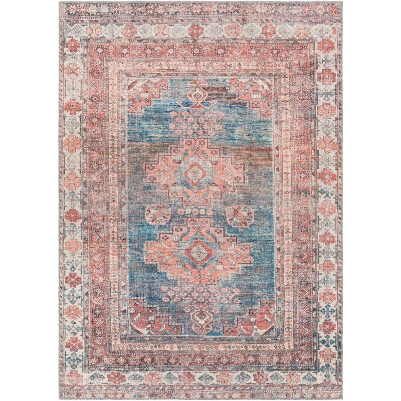 Livabliss Churchill Rose/Navy 8 ft. x 10 ft. Indoor Machine-Washable Area Rug S00161051244