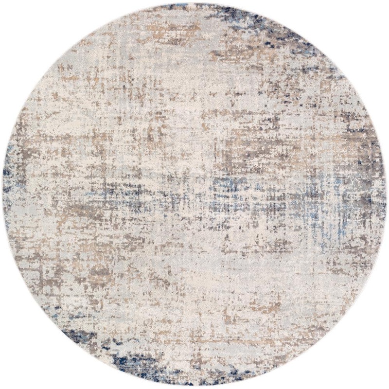 Livabliss Hathor Navy 7 ft. x 7 ft. Modern Abstract Polypropylene Round Area Rug S00161036414