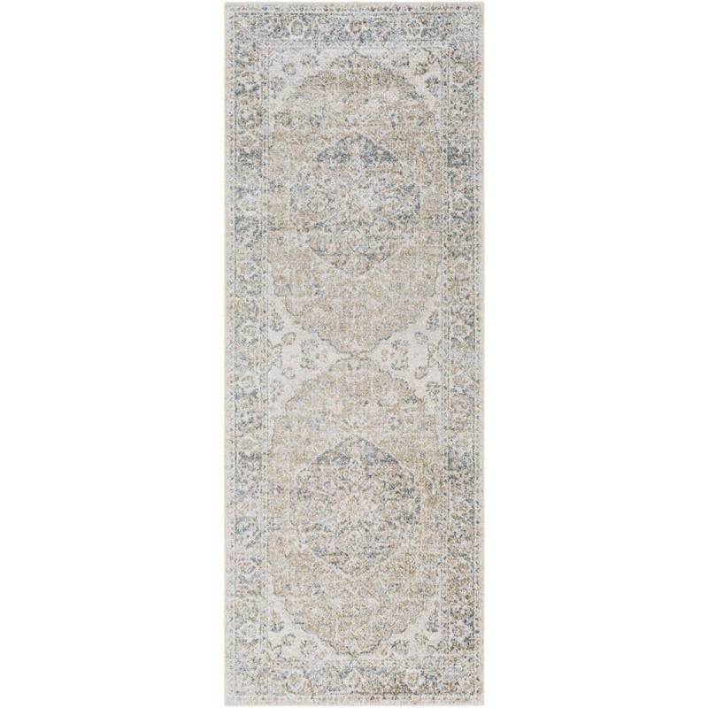 Livabliss Lillian Sky Blue/Light Grey 3 ft. x 7 ft. Machine-Washable Medallion Indoor Runner Area Rug LLL2311-2773