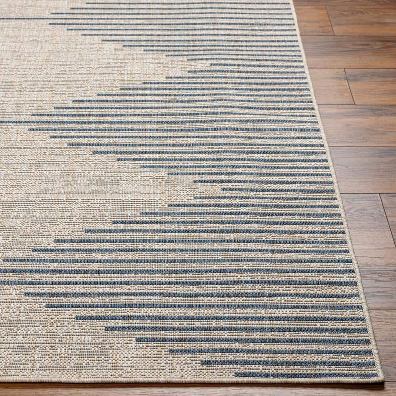 Livabliss Peroti Taupe/Blue Diamond 5 ft. x 8 ft. Indoor/Outdoor Area Rug S00161074397