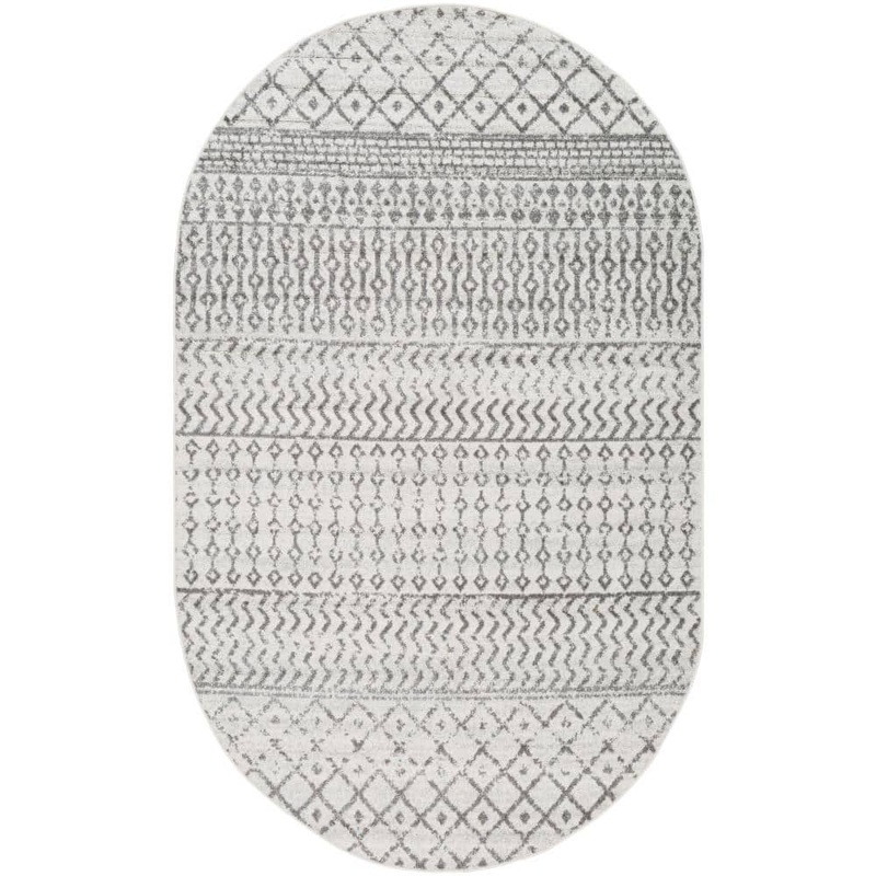 Livabliss Alois Cream/Charcoal Geometric 5 ft. x 8 ft. Indoor Oval Area Rug S00161071740