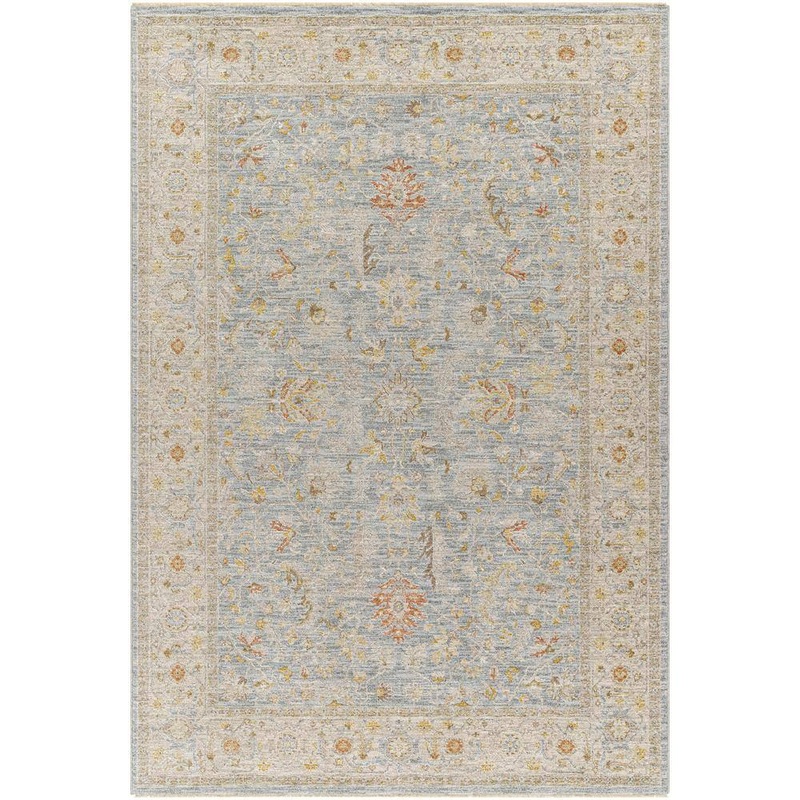Livabliss Avant Garde 5 ft. Round Blue Border Indoor Area Rug AVT2371-53RD