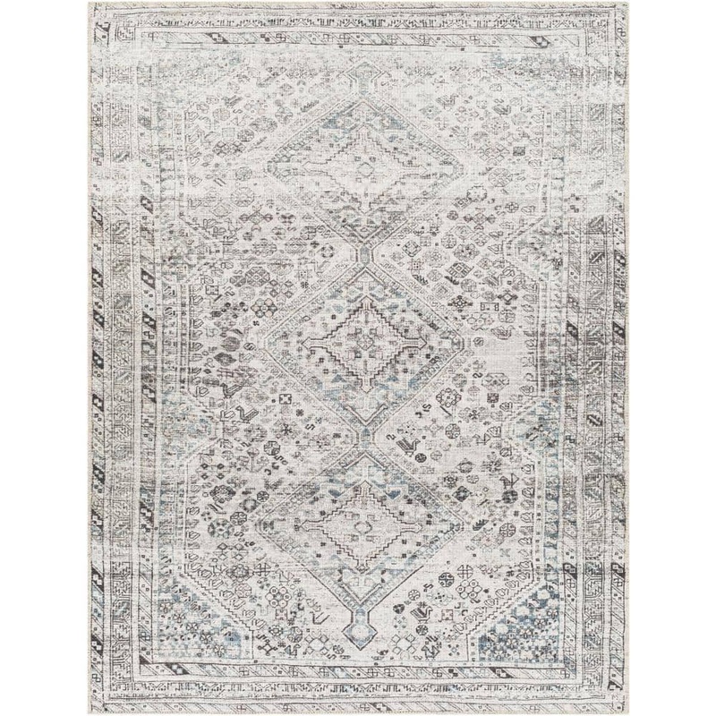 Livabliss Benali Light Gray 9 ft. x 12 ft. Medallion Machine-Washable Indoor Area Rug S00161088467