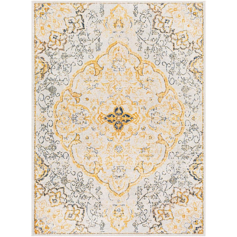 Livabliss Estelle Bright Yellow 5 ft. x 7 ft. Medallion Area Rug S00161030290