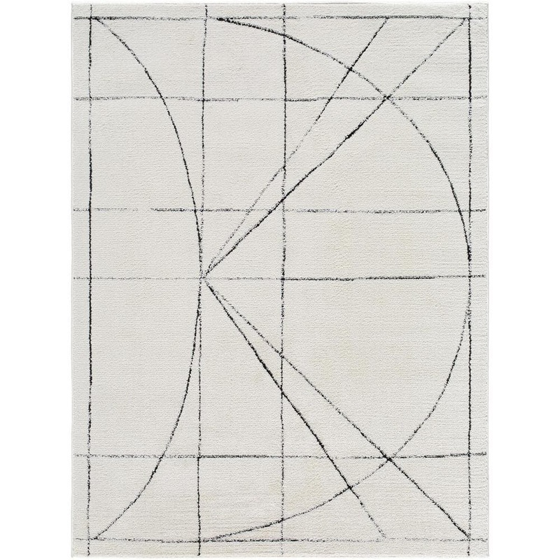 Livabliss Galey Alix x Livabliss Architect V Modern Geometric Area Rug, 5’3 in. x 7′ (5′ x 7′), Ivory/Black Geometric GAAR2304-537