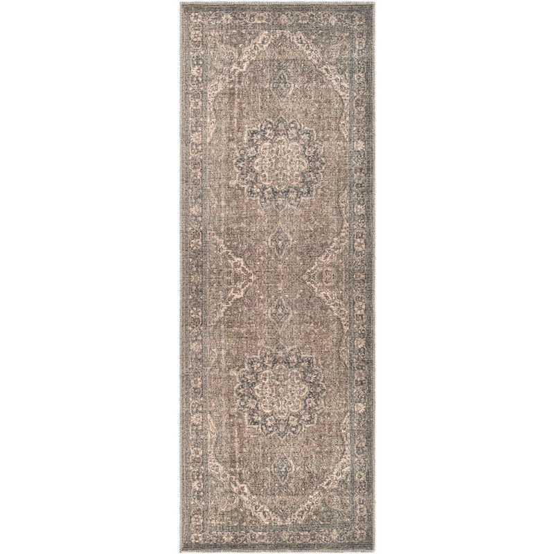 Livabliss Kildonan Brown 3 ft. x 12 ft. Indoor Machine-Washable Area Rug S00161051268