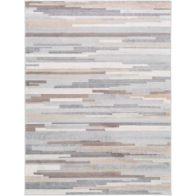 Livabliss Lenero Medium Gray 9 ft. x 12 ft. 3 in. Striped Area Rug S00161021574
