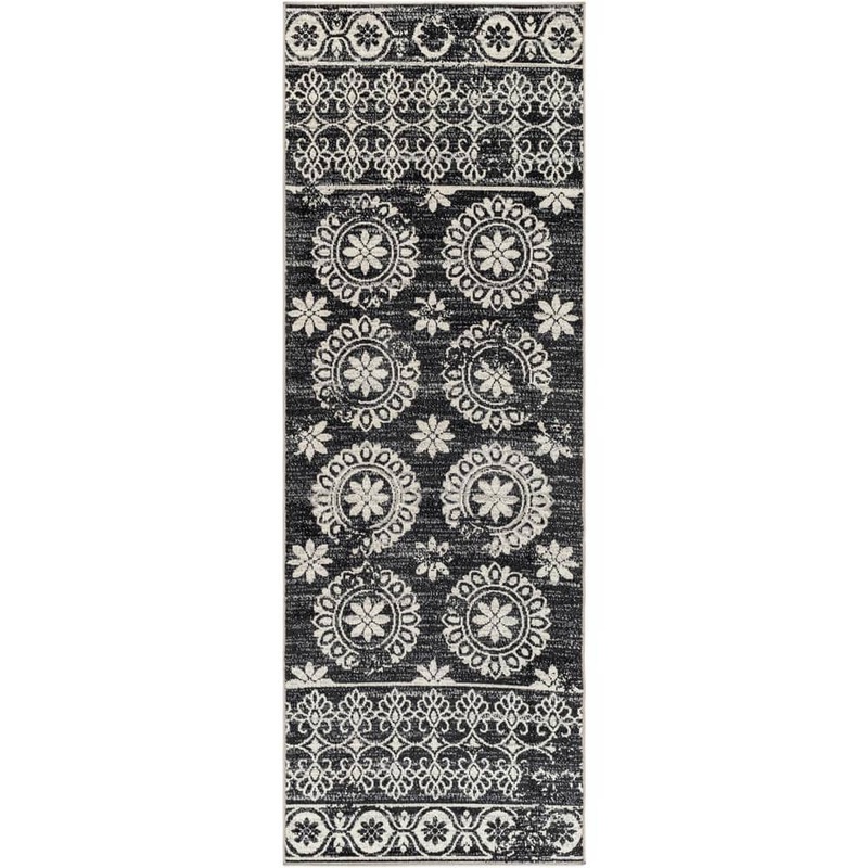 Livabliss Prosper Black/White 3 ft. x 7 ft. Indoor Machine-Washable Area Rug S00161052971