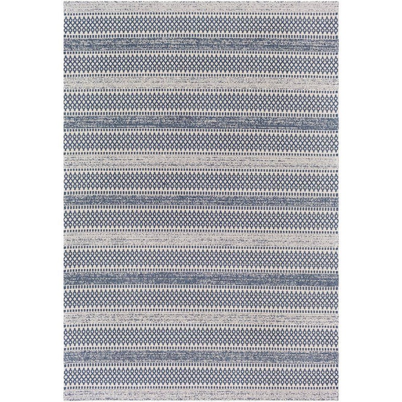 Livabliss Dorean Denim 5 ft. x 7 ft. Striped Geometric Machine-Washable Area Rug S00161026319