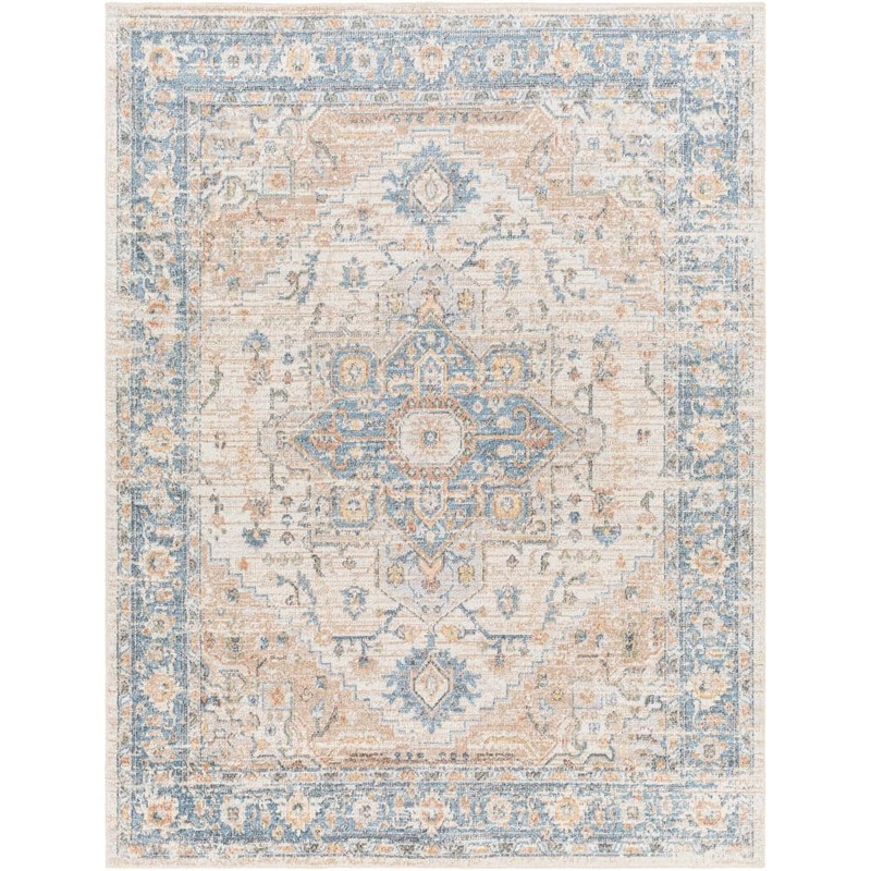 Livabliss Lillian Sky Blue/Beige Medallion 5 ft. x 7 ft. Machine-Washable Indoor Area Rug LLL2328-537