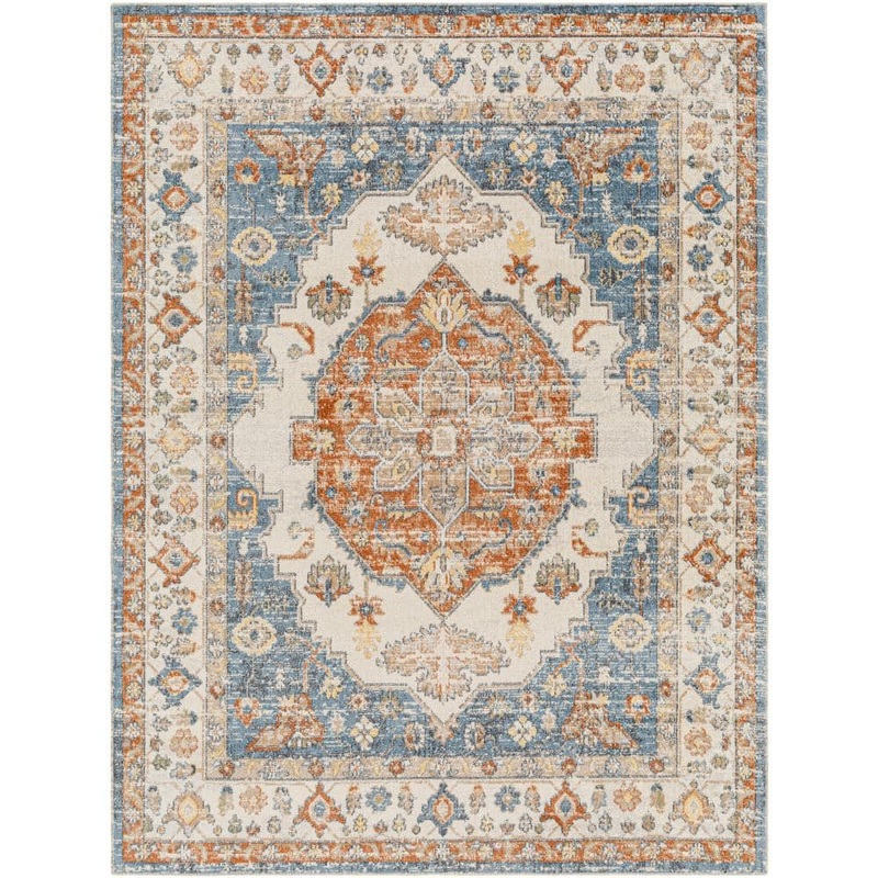 Livabliss Lillian Sky Blue/Brown 8 ft. x 10 ft. Indoor Machine-Washable Area Rug S00161064860