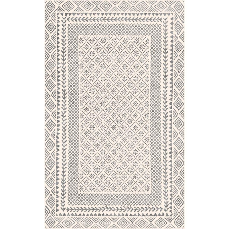 Livabliss Lucillia Medium Grey 3 ft. 11 in. x 5 ft. 7 in. Border Area Rug S00161013954
