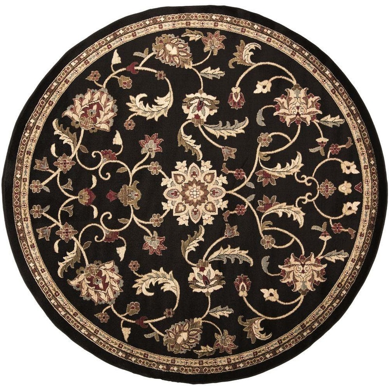 Livabliss Sabin Black 8 ft. x 8 ft. Round Indoor Area Rug S00151027730