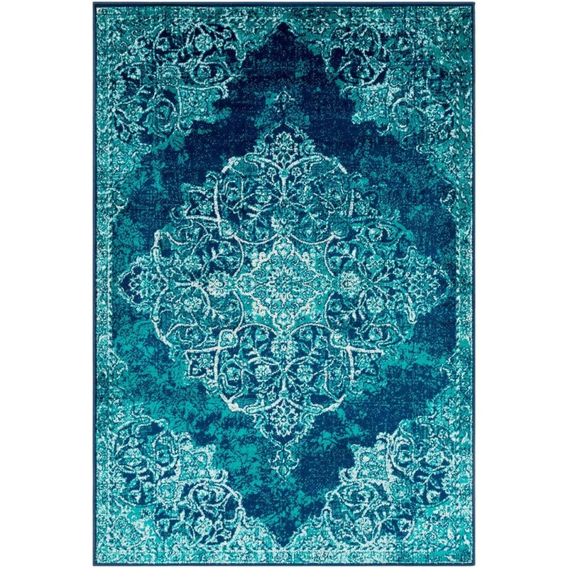 Livabliss Sora Teal/Navy 8 ft. 10 in. x 12 ft. 9 in. Oriental Area Rug S00161009401