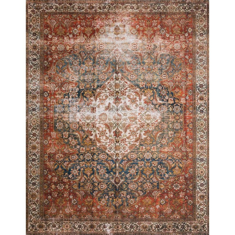 Loloi Layla Ocean/Multi 7 ft. 6 in. x 9 ft. 6 in. Distressed Bohemian Printed Area Rug LAYLLAY-05OCML7696