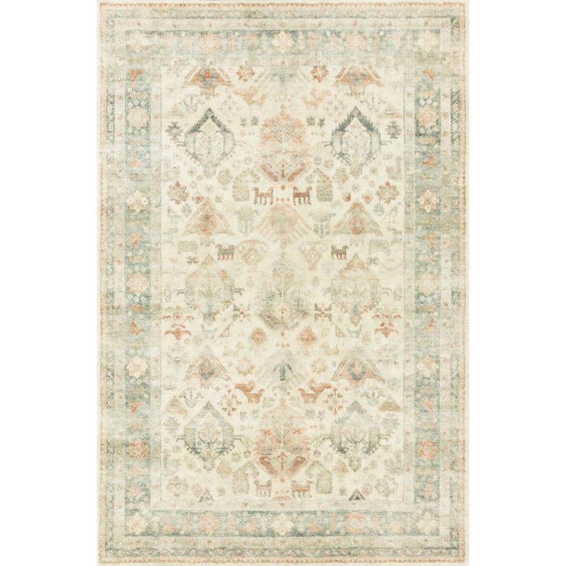 Loloi Rosette Beige/Multi 7 ft. 6 in. x 9 ft. 6 in. Shabby-Chic Plush Cloud Pile Area Rug ROSTROS-01BEML7696
