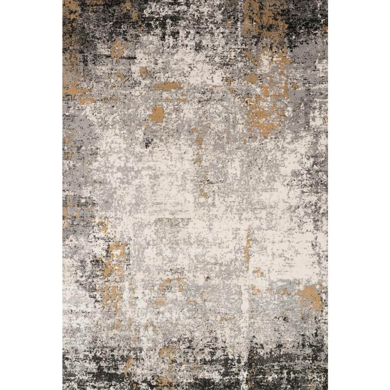 Loloi Alchemy Granite/Gold 5 ft. 3 in. x 7 ft. 6 in. Contemporary Abstract Area Rug ALCHALC-02GNGO5376