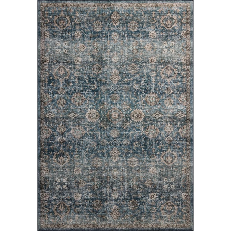 Loloi Anniston Lagoon/Natural 18 in. x 18 in. Machine Washable Sample Rug ANNSANS-02LJNA160S