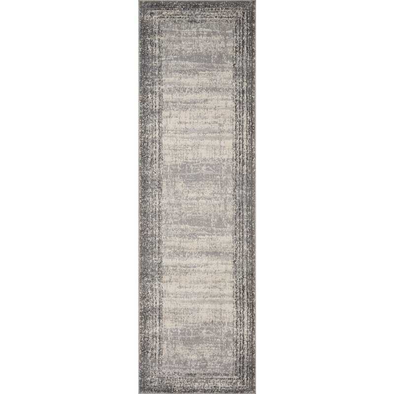 Loloi Austen Pebble / Charcoal 2 ft. 4 in. x 10 ft. Modern Abstract Runner Rug AUSTAUS-02PPCC24A0