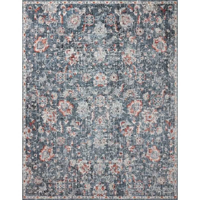 Loloi Cassandra Blue/Rust 7 ft. 10 in. x 10 ft. Oriental 100% Polypropylene Pile Area Rug CASNCSN-04BBRU7AA0