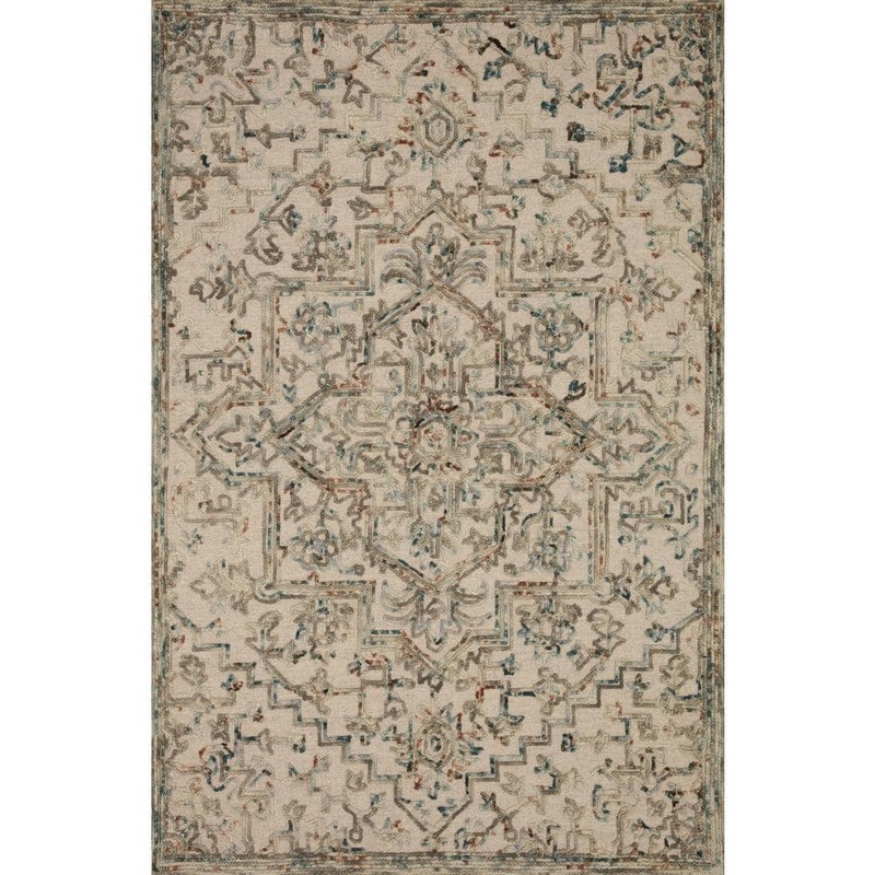 Loloi Halle Grey/Ocean 5 ft. x 7 ft. 6 in. Traditional Wool Pile Area Rug HALEHAE-01GYOC5076