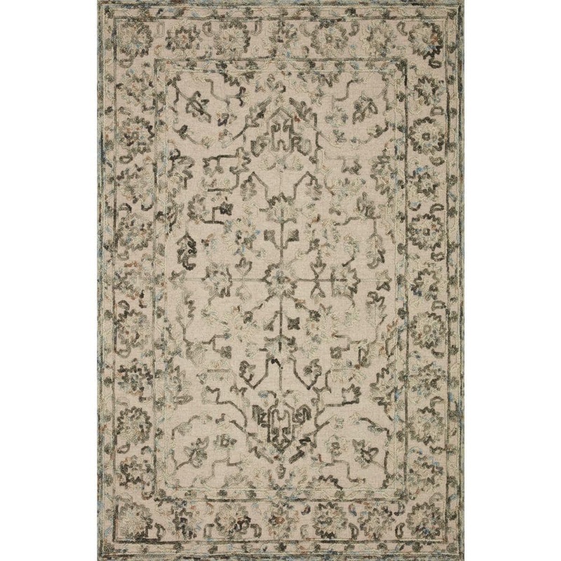Loloi Halle Grey/Sky 3 ft. 6 in. x 5 ft. 6 in. Traditional Wool Pile Area Rug HALEHAE-05GYSC3656