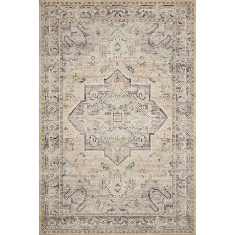 Loloi Hathaway Multi/Ivory 1 ft. 6 in. x 1 ft. 6 in. Sample Traditional Distressed Printed Area Rug HATHHTH-07MLIV160S